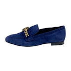 Louis Vuitton Upper Case Line Loafer Leather Shoes Suede Navy Gold Chain — view 3