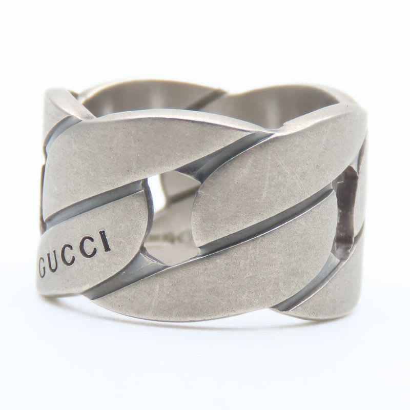 Gucci Ring Chain Motif Wide 9 Silver 925 7.4 g Accessories Matte — view 4