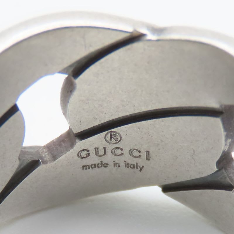 Gucci Ring Chain Motif Wide 9 Silver 925 7.4 g Accessories Matte — view 8