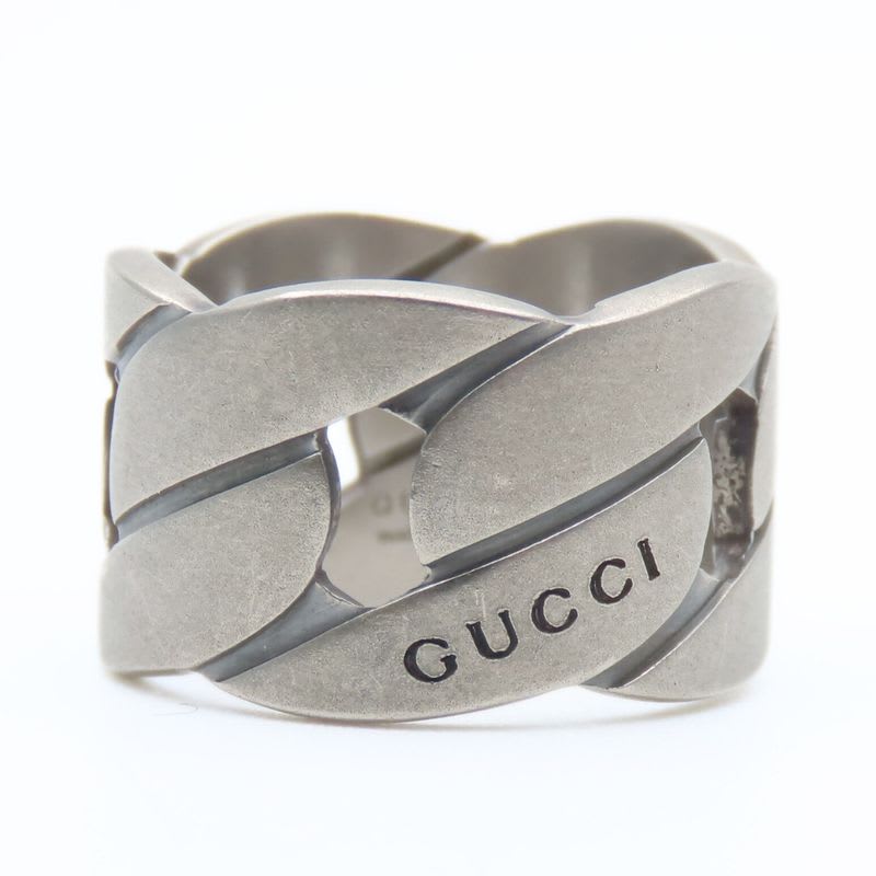 Gucci Ring Chain Motif Wide 9 Silver 925 7.4 g Accessories Matte — view 3