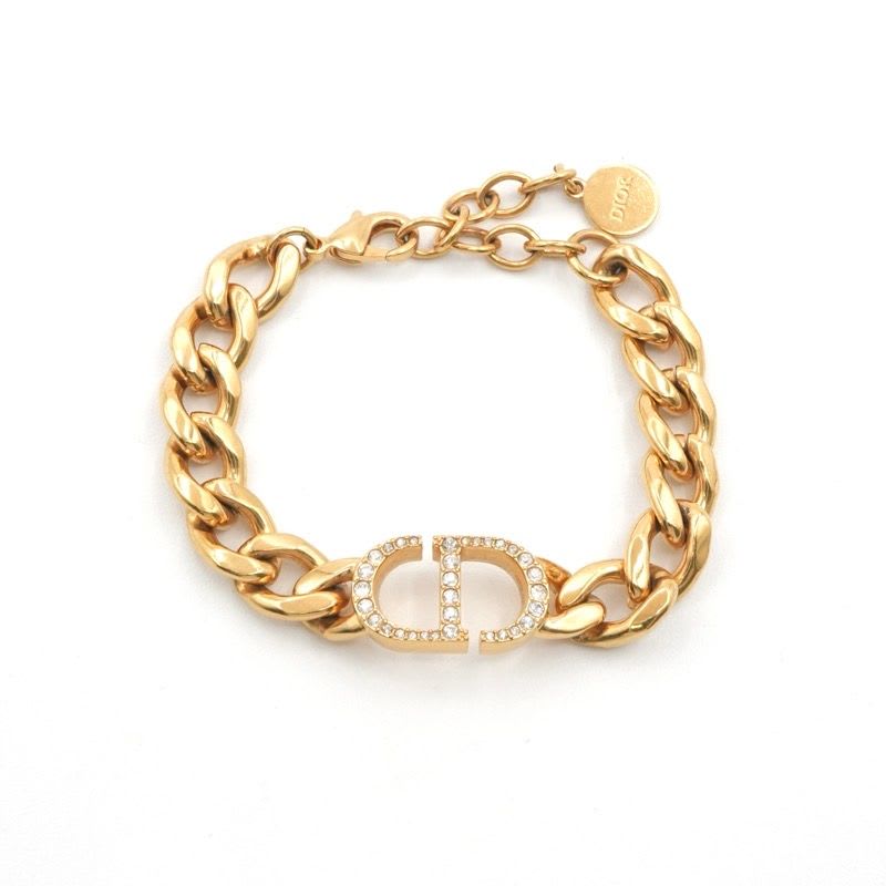 Christian Dior 30 Montaigne Bracelet Logo Chain Rhinestone — view 3