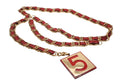 Chanel Vintage Chain Belt CC Logo No 5 Leather Metal Gold Plated