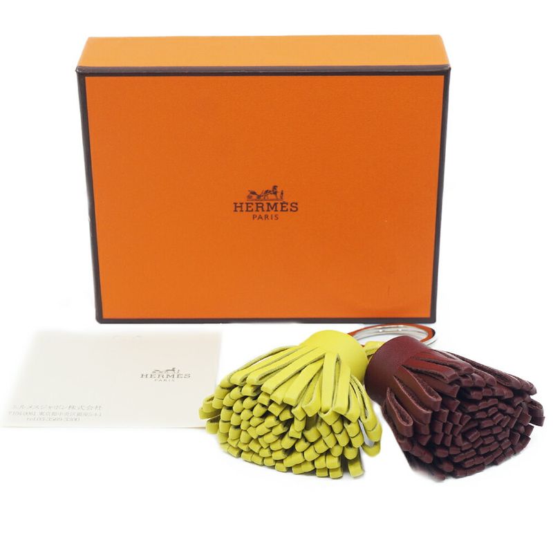 Hermes Ki-ring Bag Charm Carmen Udonos Brown Tea Yellow Silver Hardware — view 7
