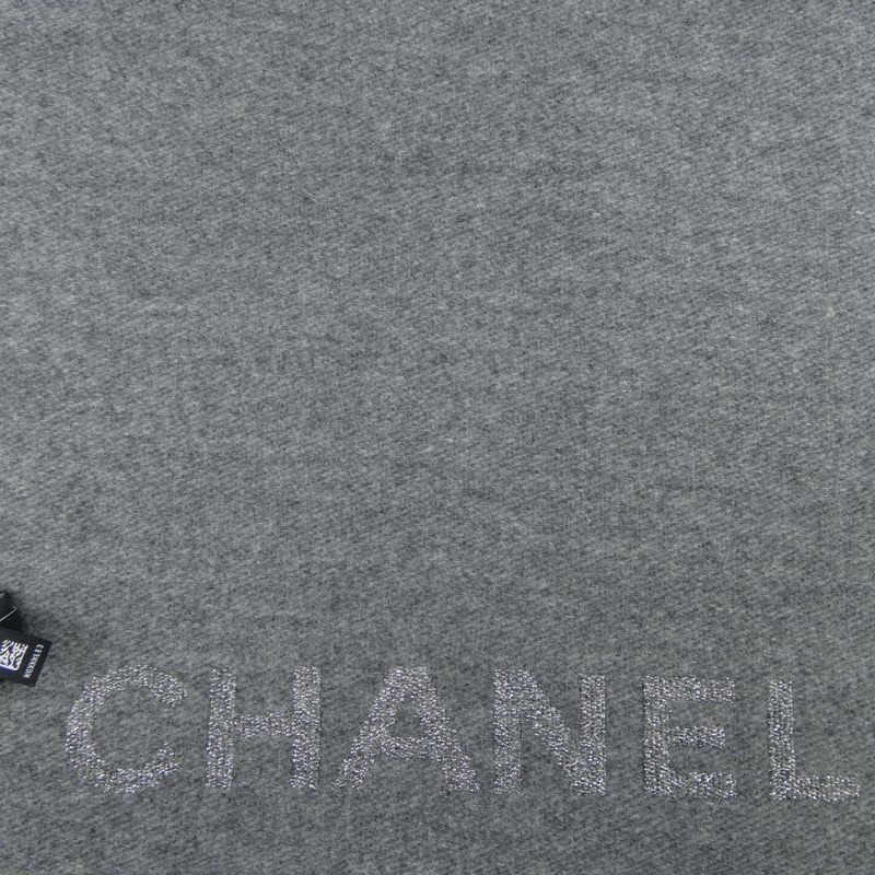 Chanel Grey Knitted Wool Muffler Scarf — view 4