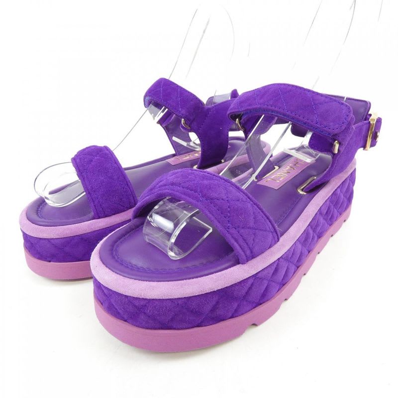 Chanel Size 35 Suede Purple Sandals — view 3