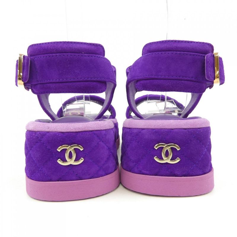 Chanel Size 35 Suede Purple Sandals — view 5