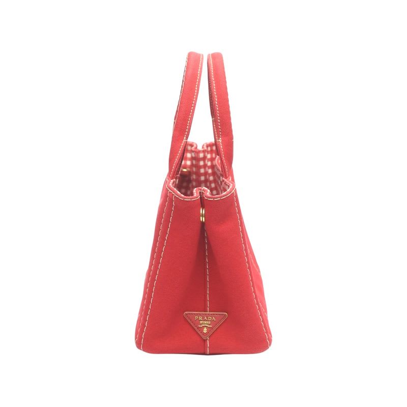 Prada 1 Bg439 Canvas Tote Bag Canapa Mini Red — view 4