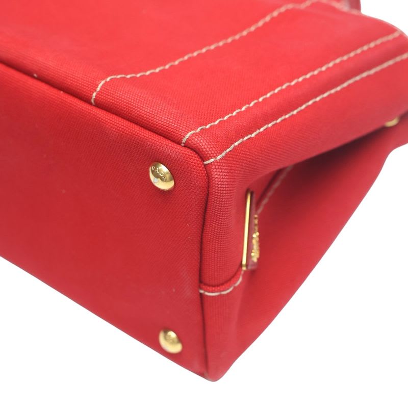 Prada 1 Bg439 Canvas Tote Bag Canapa Mini Red — view 9
