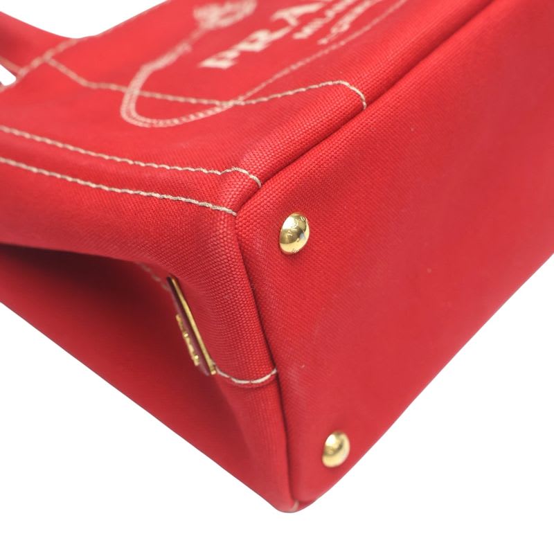 Prada 1 Bg439 Canvas Tote Bag Canapa Mini Red — view 8