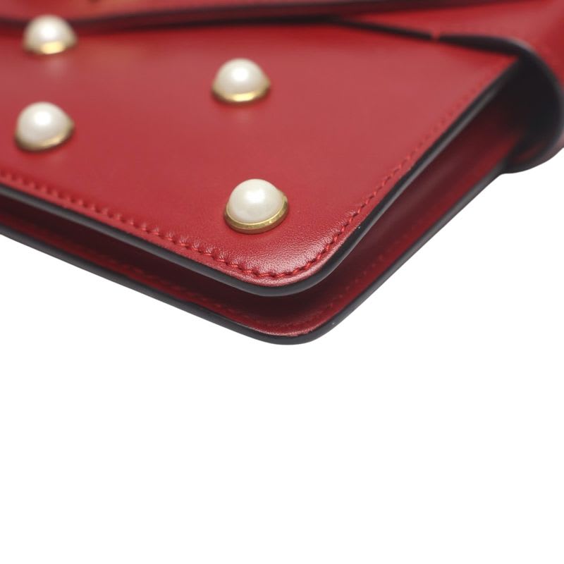 Gucci 2-Way Bag Shoulder Broadway Pearl Ruby Handbag Red — view 9