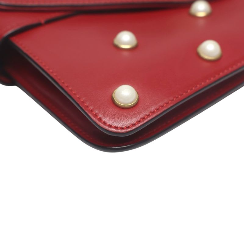 Gucci 2-Way Bag Shoulder Broadway Pearl Ruby Handbag Red — view 8