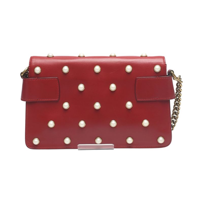 Gucci 2-Way Bag Shoulder Broadway Pearl Ruby Handbag Red — view 4
