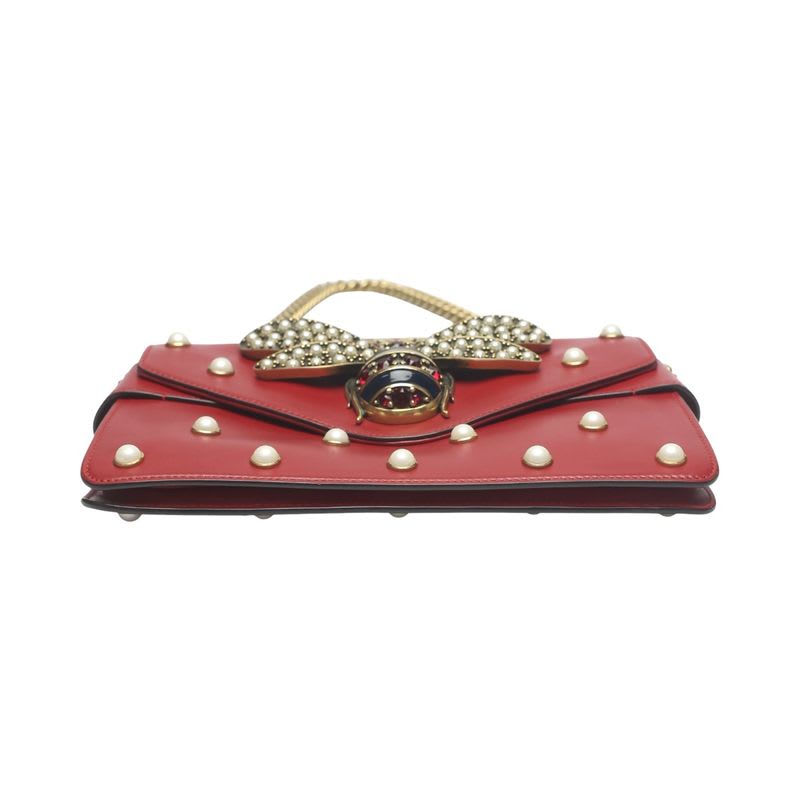 Gucci 2-Way Bag Shoulder Broadway Pearl Ruby Handbag Red — view 7