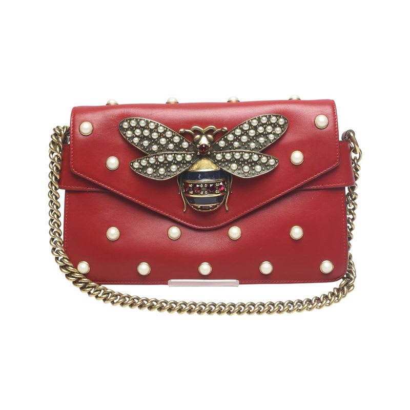 Gucci 2-Way Bag Shoulder Broadway Pearl Ruby Handbag Red — view 3