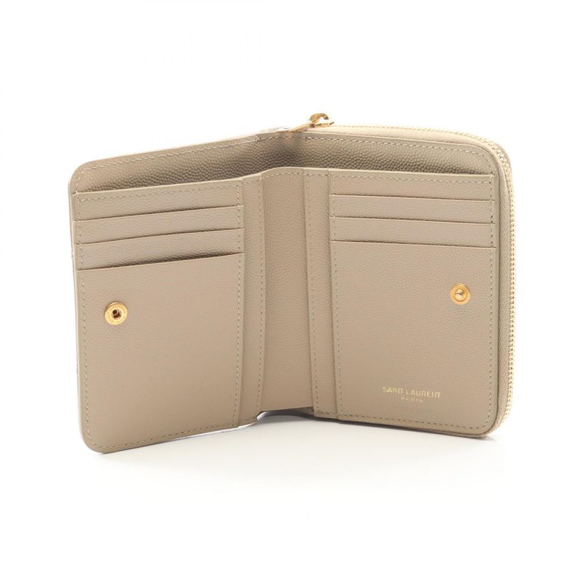 Saint Laurent Paris Bifold Wallet Monogram bow Beige Leather — view 3