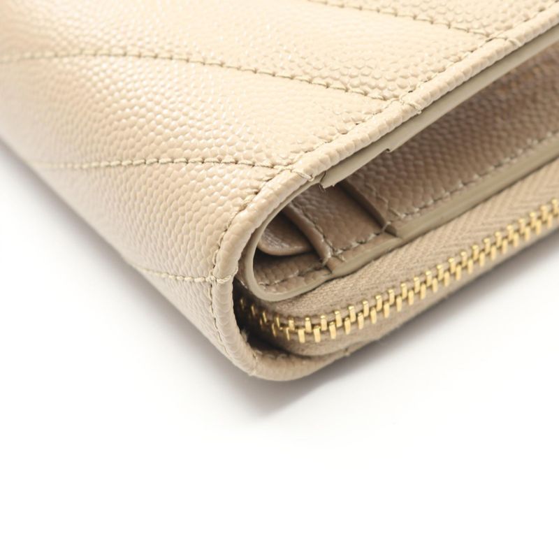 Saint Laurent Paris Bifold Wallet Monogram bow Beige Leather — view 6