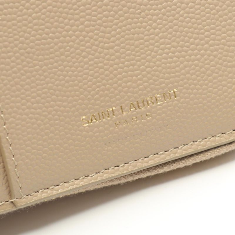 Saint Laurent Paris Bifold Wallet Monogram bow Beige Leather — view 5