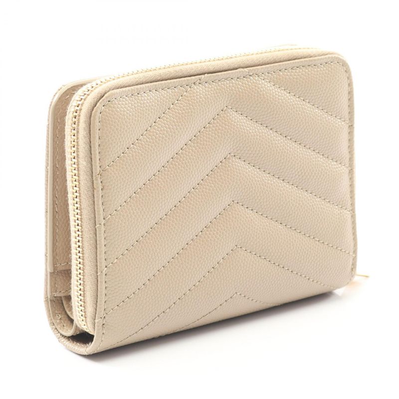 Saint Laurent Paris Bifold Wallet Monogram bow Beige Leather — view 2