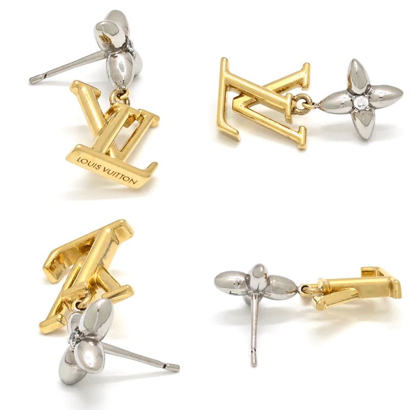 Louis Vuitton Earrings Pandant Iconic Flower Both Ears Gold Silver — view 5