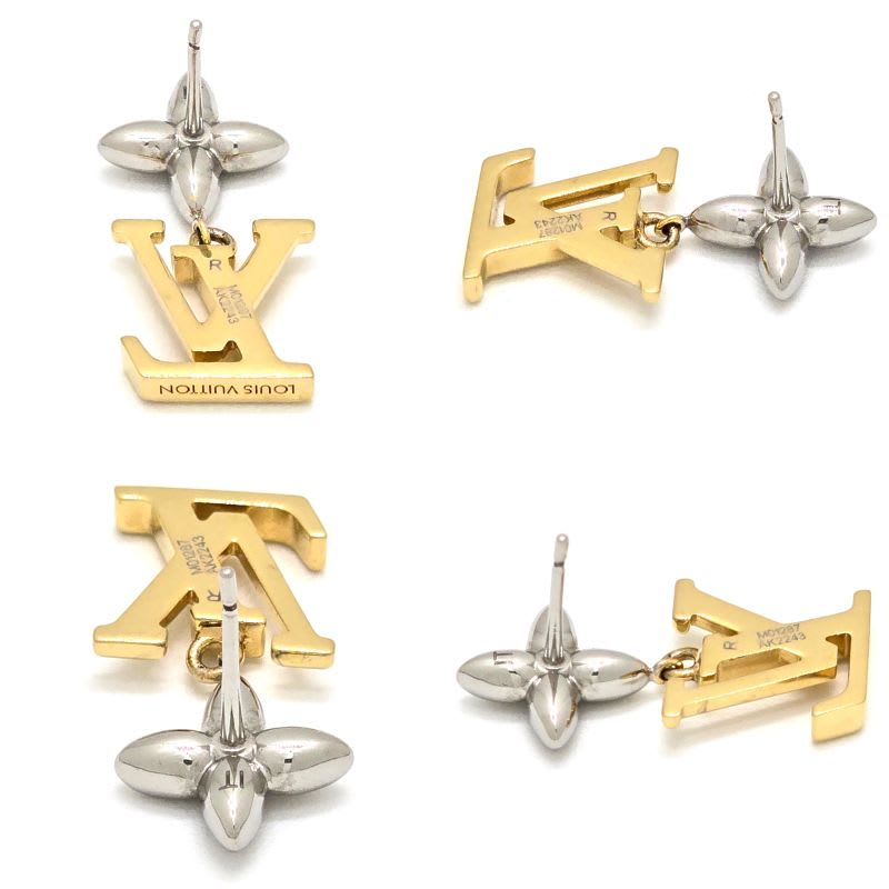 Louis Vuitton Earrings Pandant Iconic Flower Both Ears Gold Silver — view 6