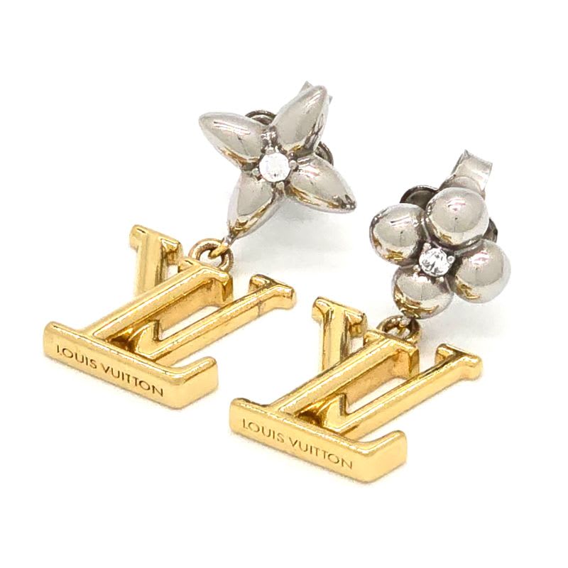 Louis Vuitton Earrings Pandant Iconic Flower Both Ears Gold Silver — view 3