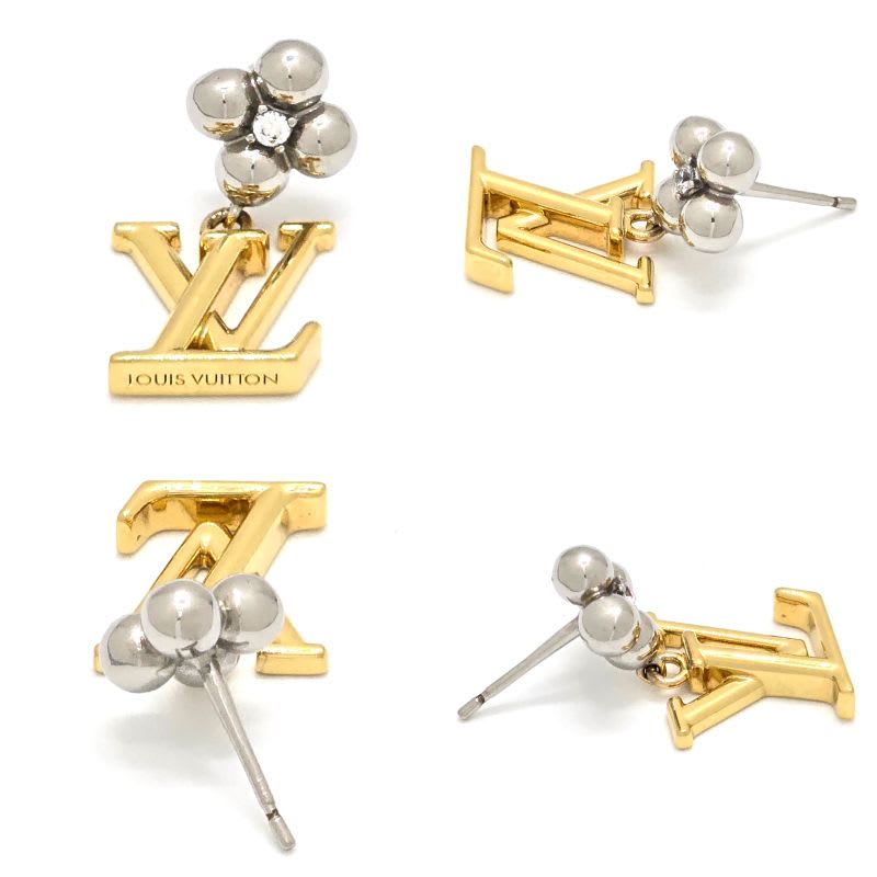 Louis Vuitton Earrings Pandant Iconic Flower Both Ears Gold Silver — view 7