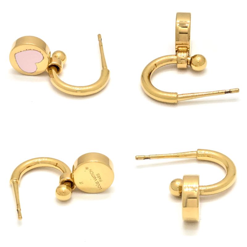 Louis Vuitton Earrings Iconic Heart Gold Color Metal — view 5