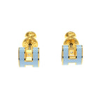 Hermes Earrings Pop Ash Mini Pair Light Blue Gold Hardware Jewelry — view 5