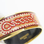 Hermes Bangle Enamel GM Mosaic Pattern Metal Red Gold Cloisonne Bracelet — view 4