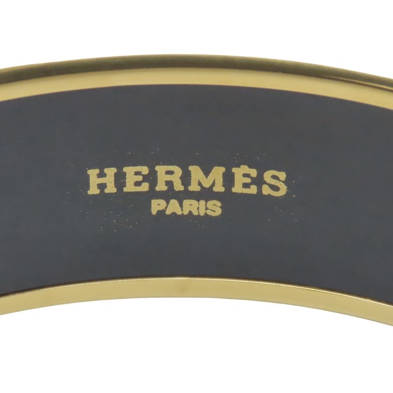 Hermes Bangle Enamel GM Mosaic Pattern Metal Red Gold Cloisonne Bracelet — view 6