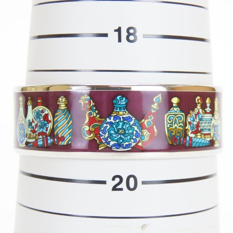 Hermes Bangle Enamel GM Perfume Bottle Metal Wine Red Multicolor Silver — view 9