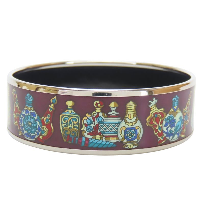 Hermes Bangle Enamel GM Perfume Bottle Metal Wine Red Multicolor Silver — view 3