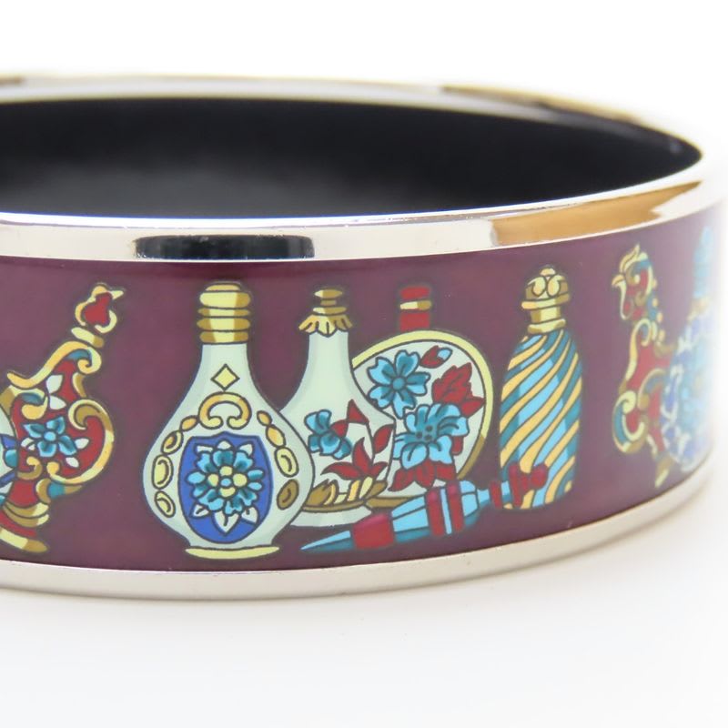 Hermes Bangle Enamel GM Perfume Bottle Metal Wine Red Multicolor Silver — view 4