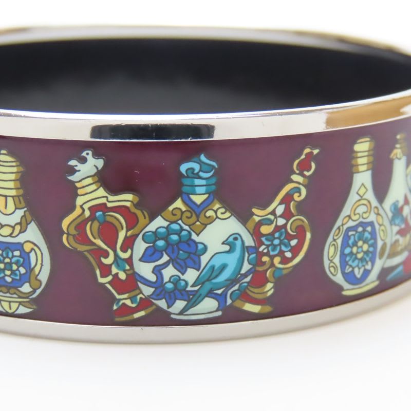 Hermes Bangle Enamel GM Perfume Bottle Metal Wine Red Multicolor Silver — view 5