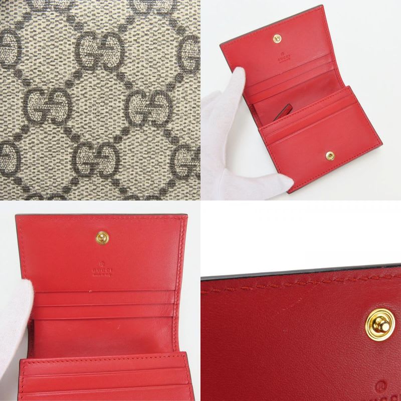 Gucci Bifold Wallet Bosco GG Supreme Canvas Beige Pink Red Compact Patch — view 6