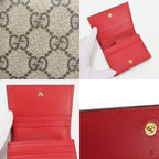 Gucci Bifold Wallet Bosco GG Supreme Canvas Beige Pink Red Compact Patch — view 6