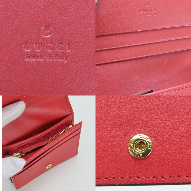 Gucci Bifold Wallet Bosco GG Supreme Canvas Beige Pink Red Compact Patch — view 7