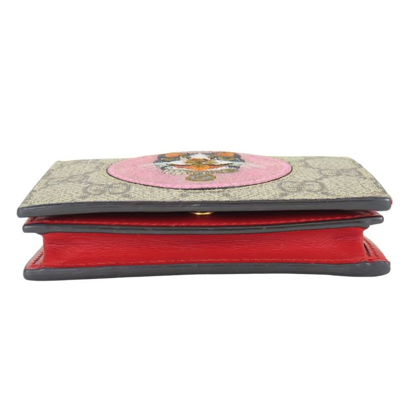Gucci Bifold Wallet Bosco GG Supreme Canvas Beige Pink Red Compact Patch — view 3