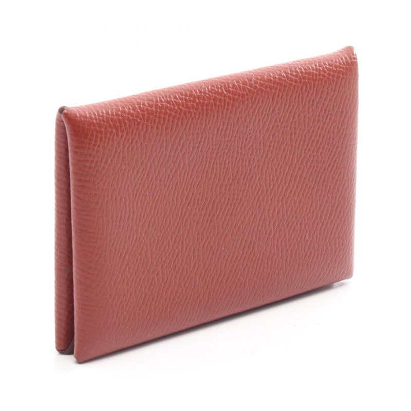 Hermes Coin Case Calvi Verso Rouge Venetian Rose Texas Leather Calf — view 2