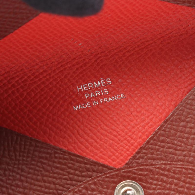 Hermes Coin Case Calvi Verso Rouge Venetian Rose Texas Leather Calf — view 5