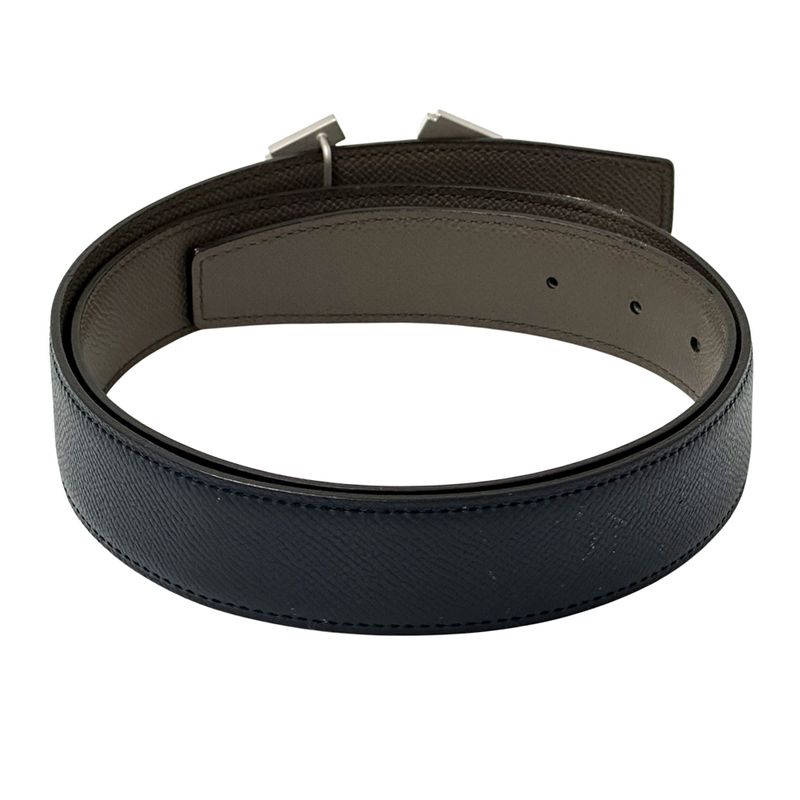 Hermes Belt Street H Leather Navy Gray Reversible — view 3