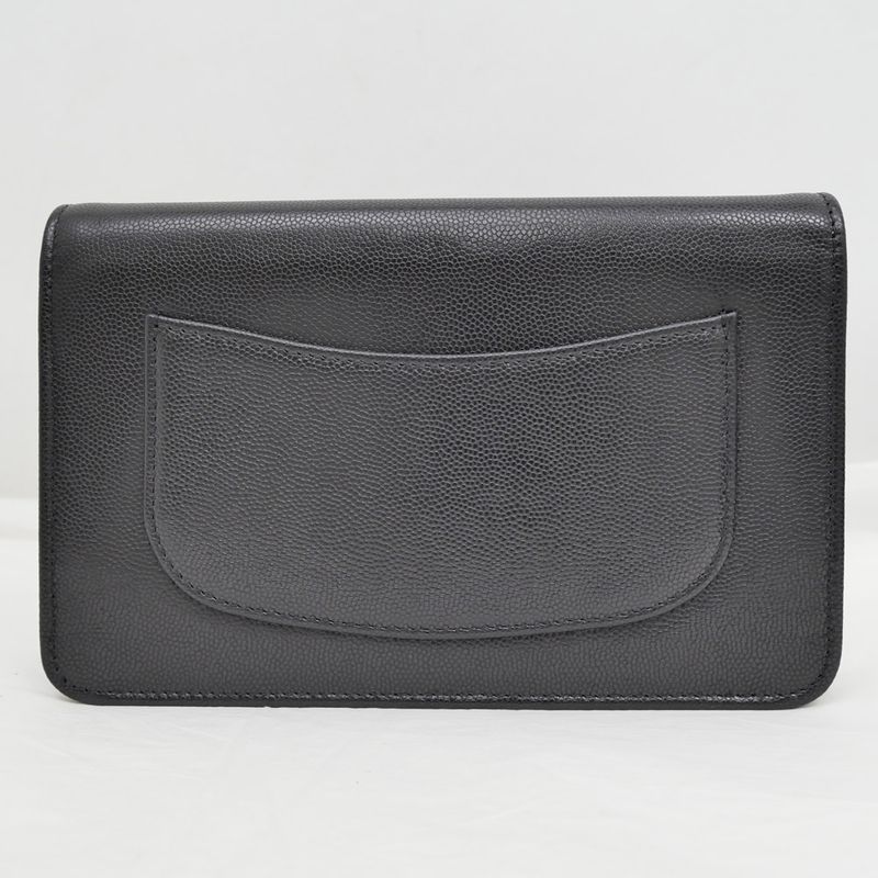 Chanel Wallet Chain Ap4653 Random Grained Shiny Calfskin BK — view 2