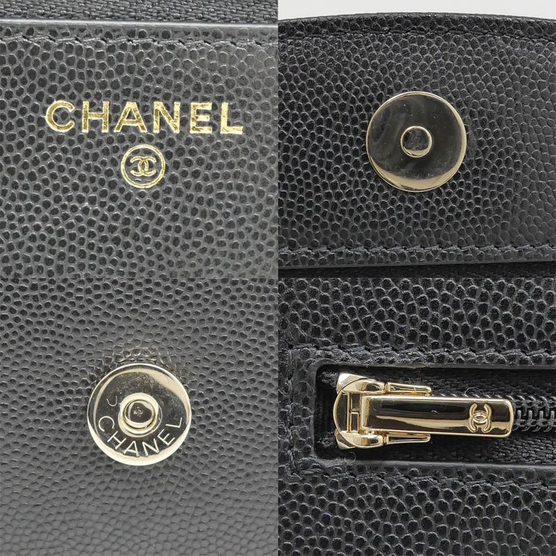 Chanel Wallet Chain Ap4653 Random Grained Shiny Calfskin BK — view 8