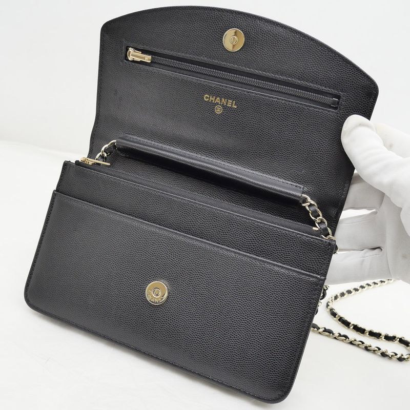 Chanel Wallet Chain Ap4653 Random Grained Shiny Calfskin BK — view 6