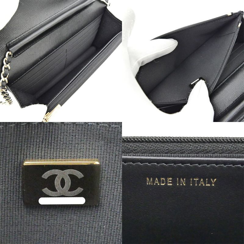 Chanel Wallet Chain Ap4653 Random Grained Shiny Calfskin BK — view 7