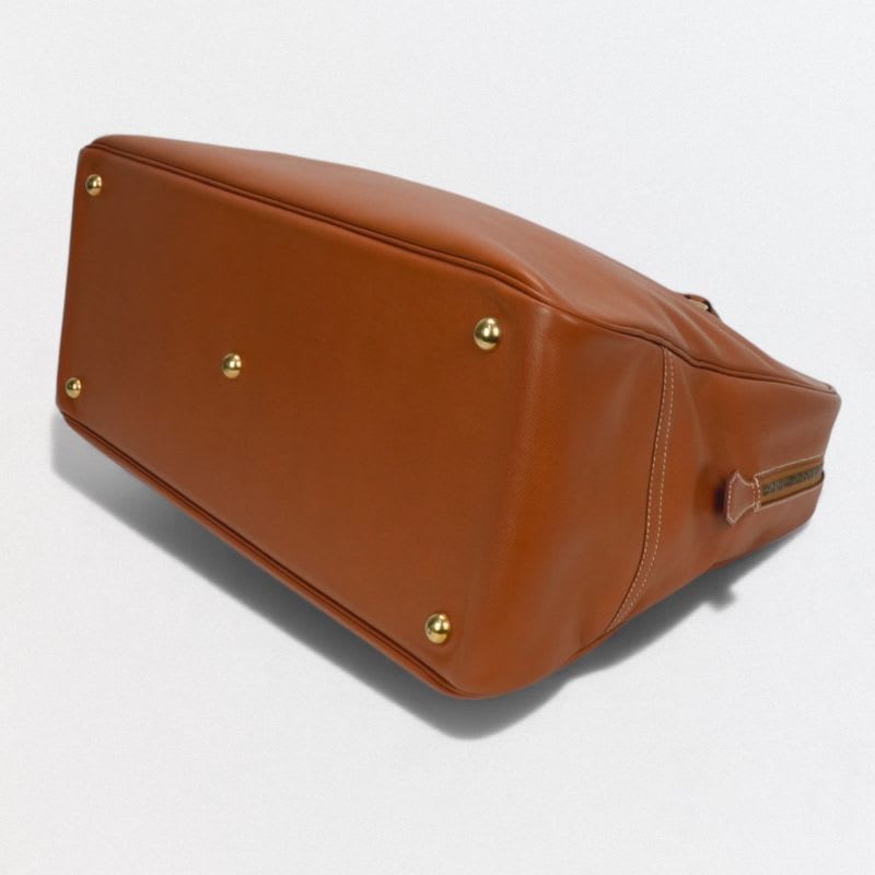 Hermes Sampron Bag Tote Courchevel Gold Brown Hardware Handbag Boston