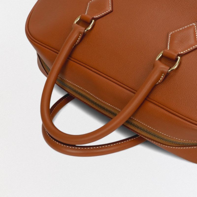 Hermes Sampron Bag Tote Courchevel Gold Brown Hardware Handbag Boston