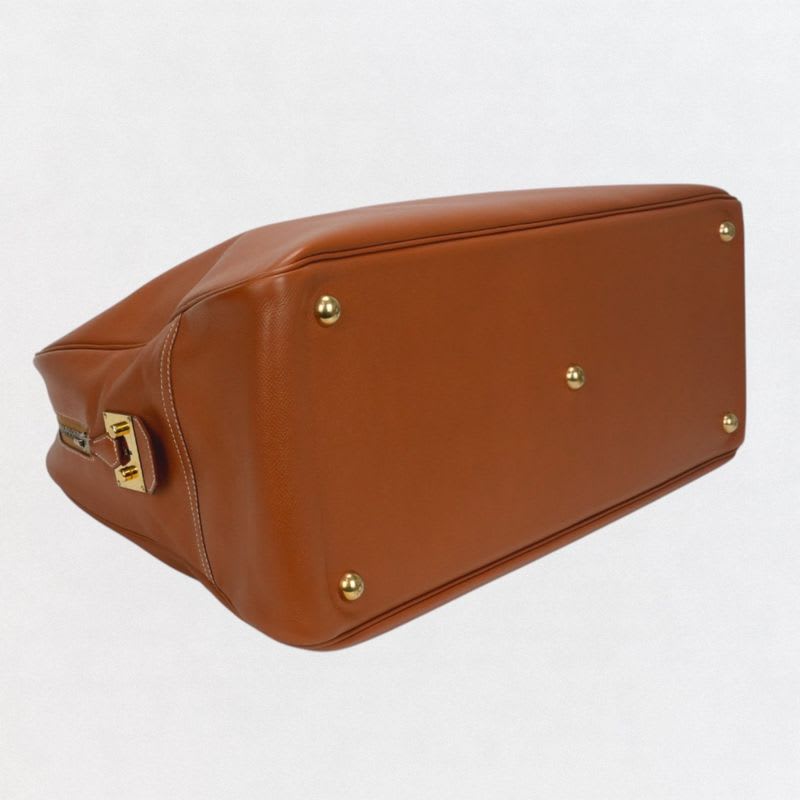 Hermes Sampron Bag Tote Courchevel Gold Brown Hardware Handbag Boston