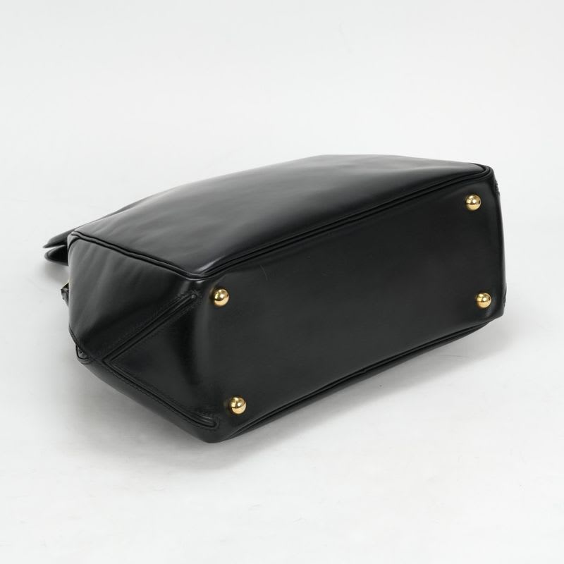 Hermes Bag Tote Box Calf Noir Black Gold Hardware Handbag Vintage Antique — view 6
