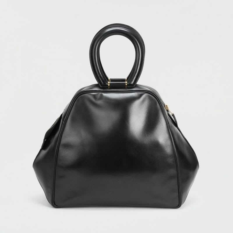 Hermes Bag Tote Box Calf Noir Black Gold Hardware Handbag Vintage Antique — view 5